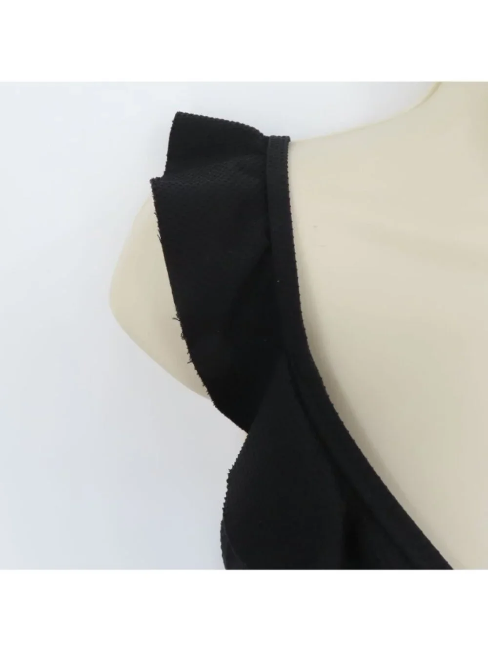 J Crew Women 2 Solid Black Puckered One Piece Swimsuit Ruffle Straps V Neck